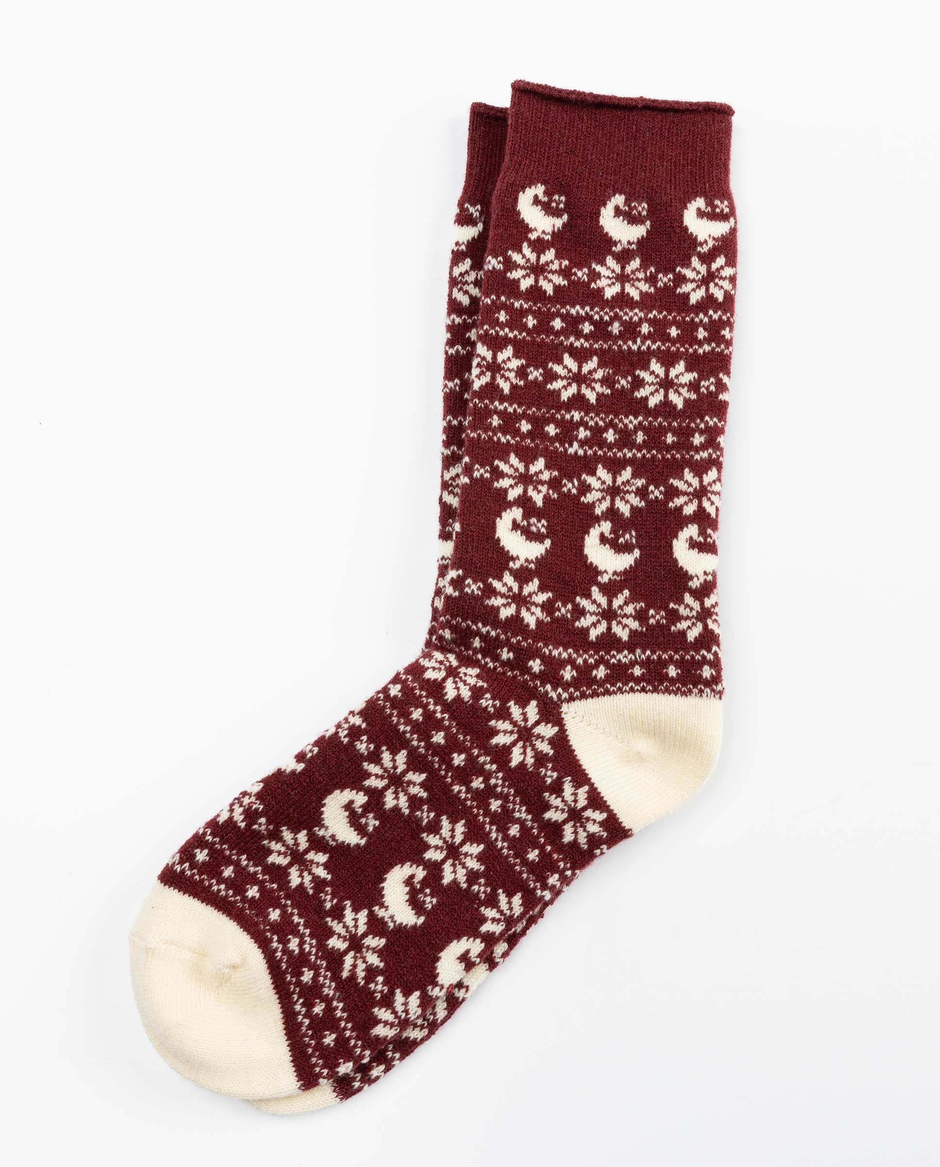 Calcetín Lana Navidad Granate