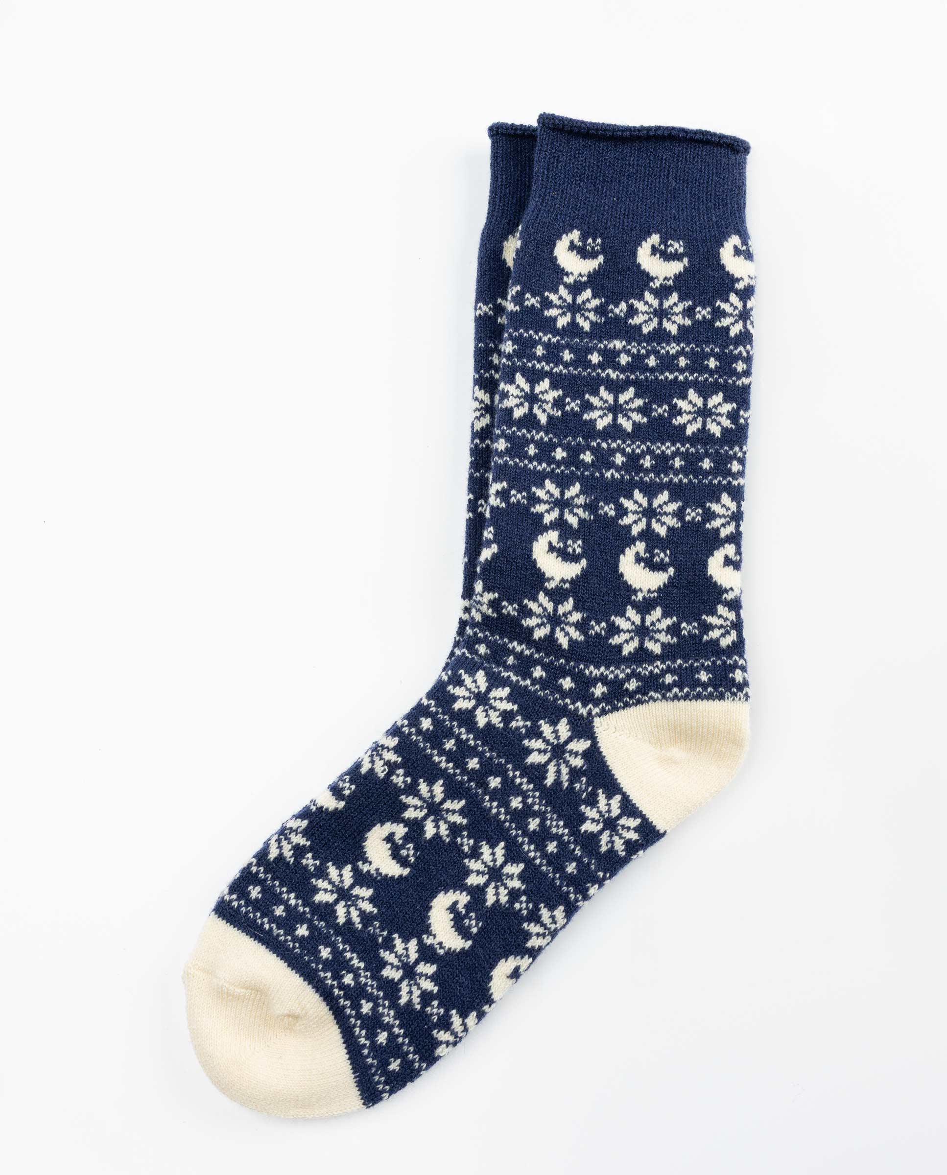 Calcetín Lana Navidad Marino