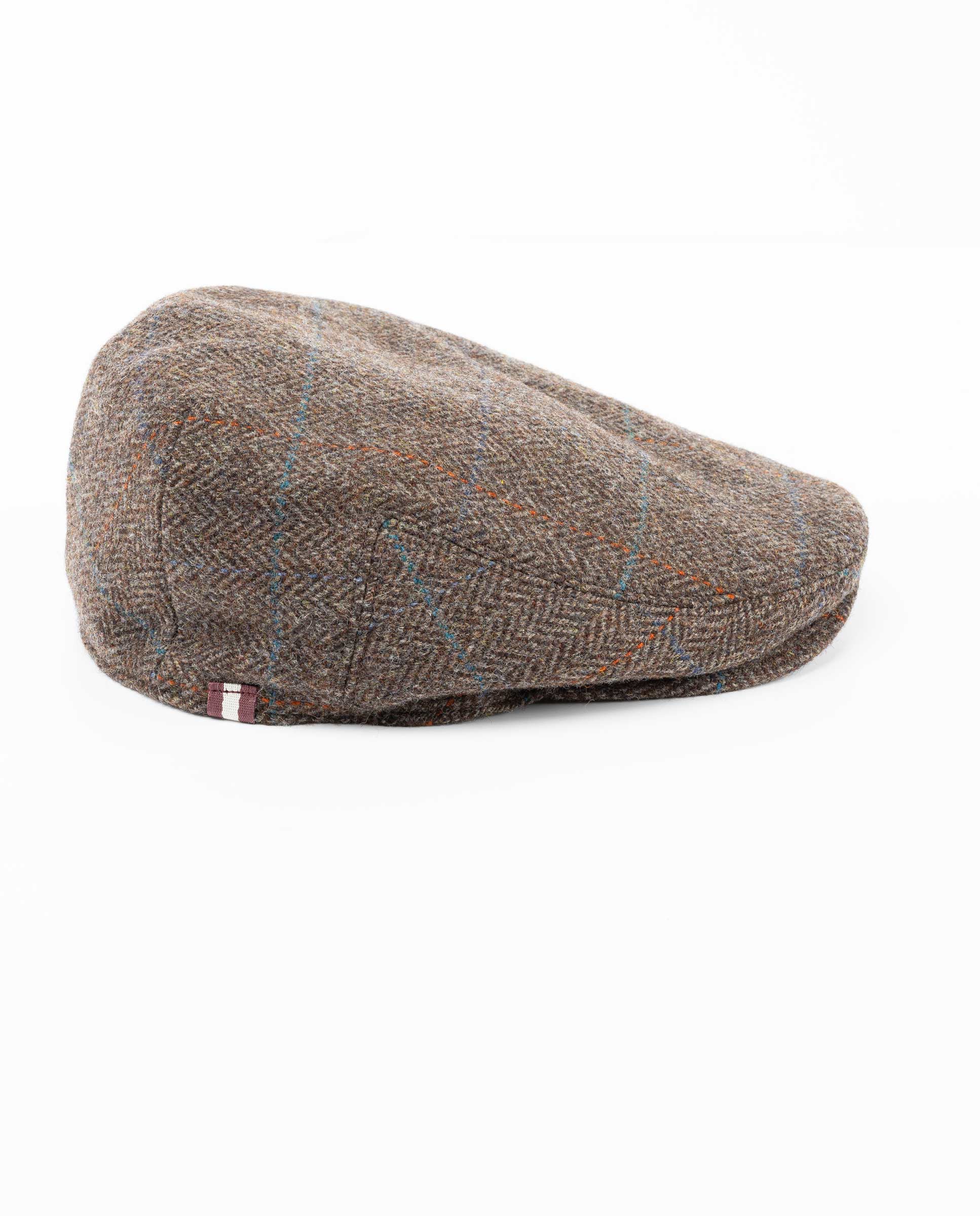 Brown Herringbone Wool Flat Cap