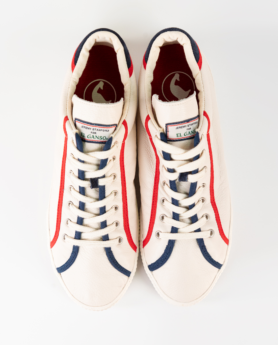 Cream Leather College Sneakers