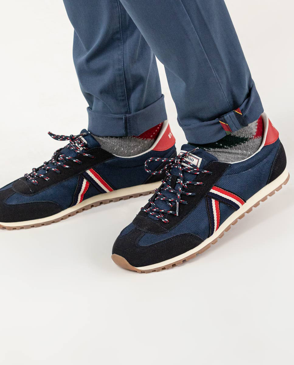 Navy Nylon Running Shoes