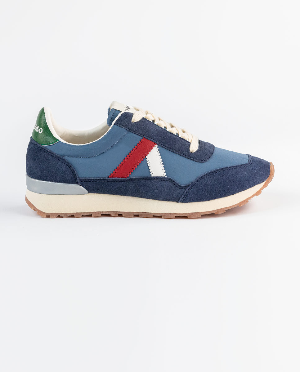 Zapatillas Track Nylon Azul Ante Marino