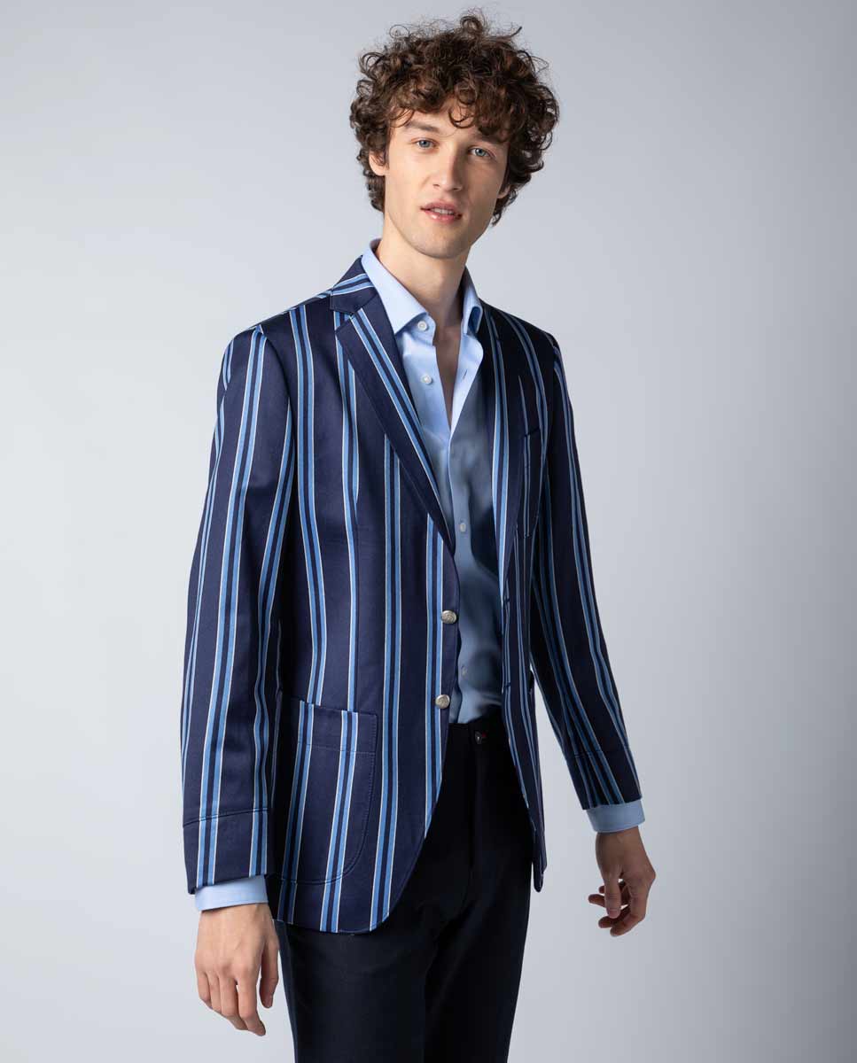 Navy/Sky Blue Striped Blazer