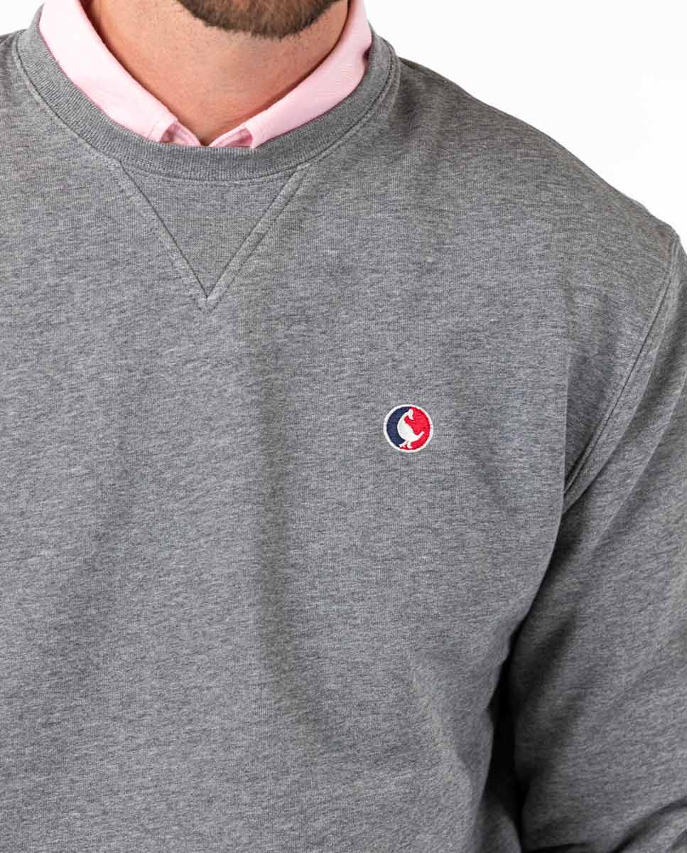 Grey Garment Dyed Sweatshirt W Round Neck