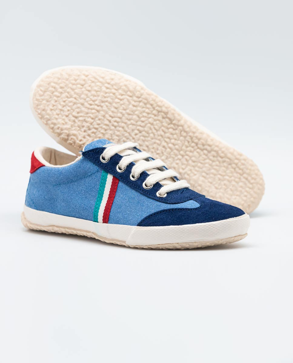 Blue Washed Canvas Match Sneakers