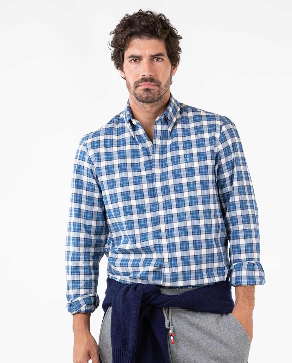 Navy Blue Basket Weave Shirt