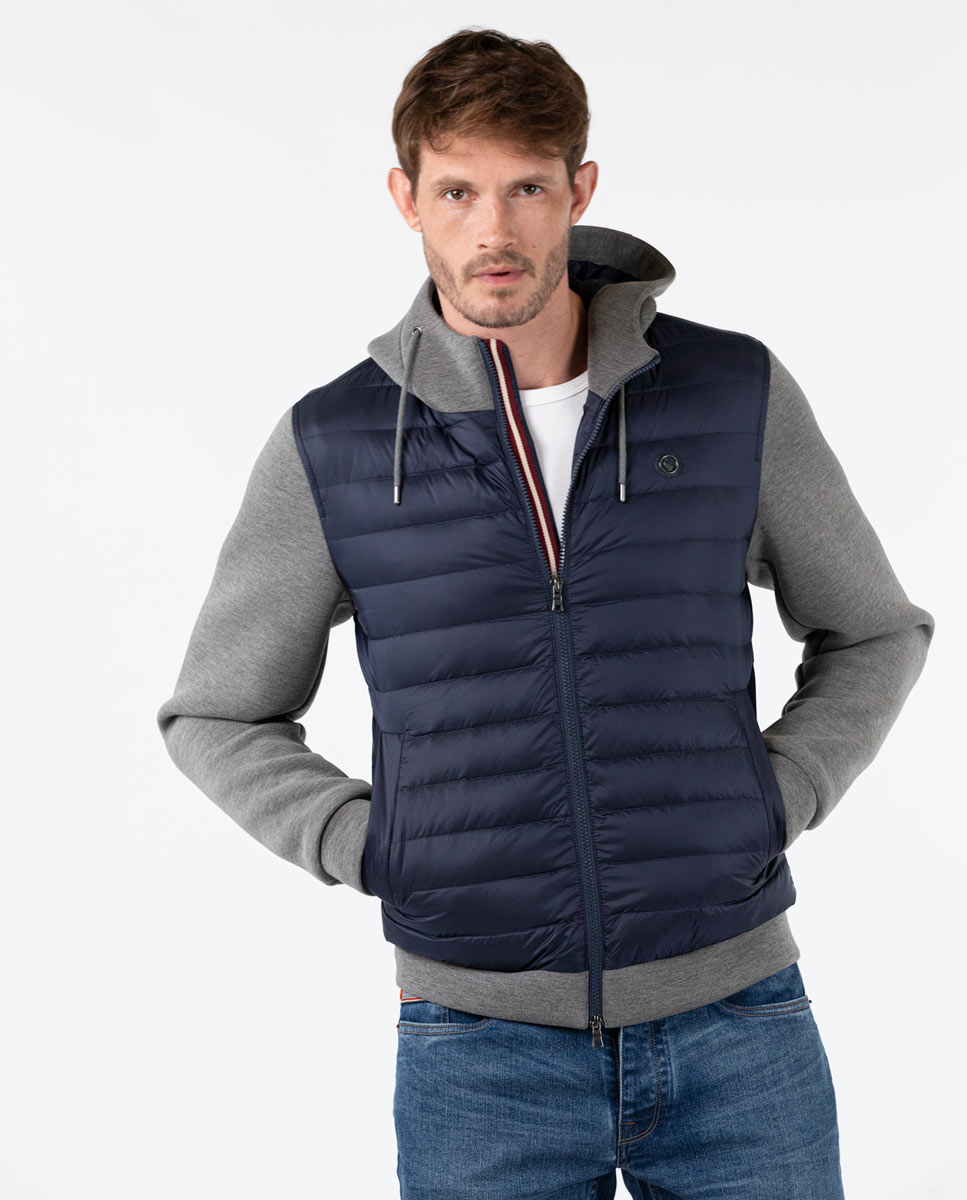 Navy Hooded Jacket W Neoprene Sleeves