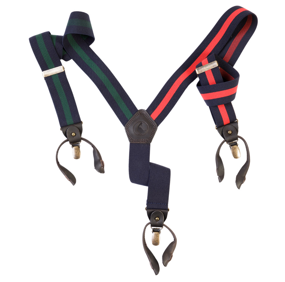 Two-tone Navy/Red and Navy/Green Braces