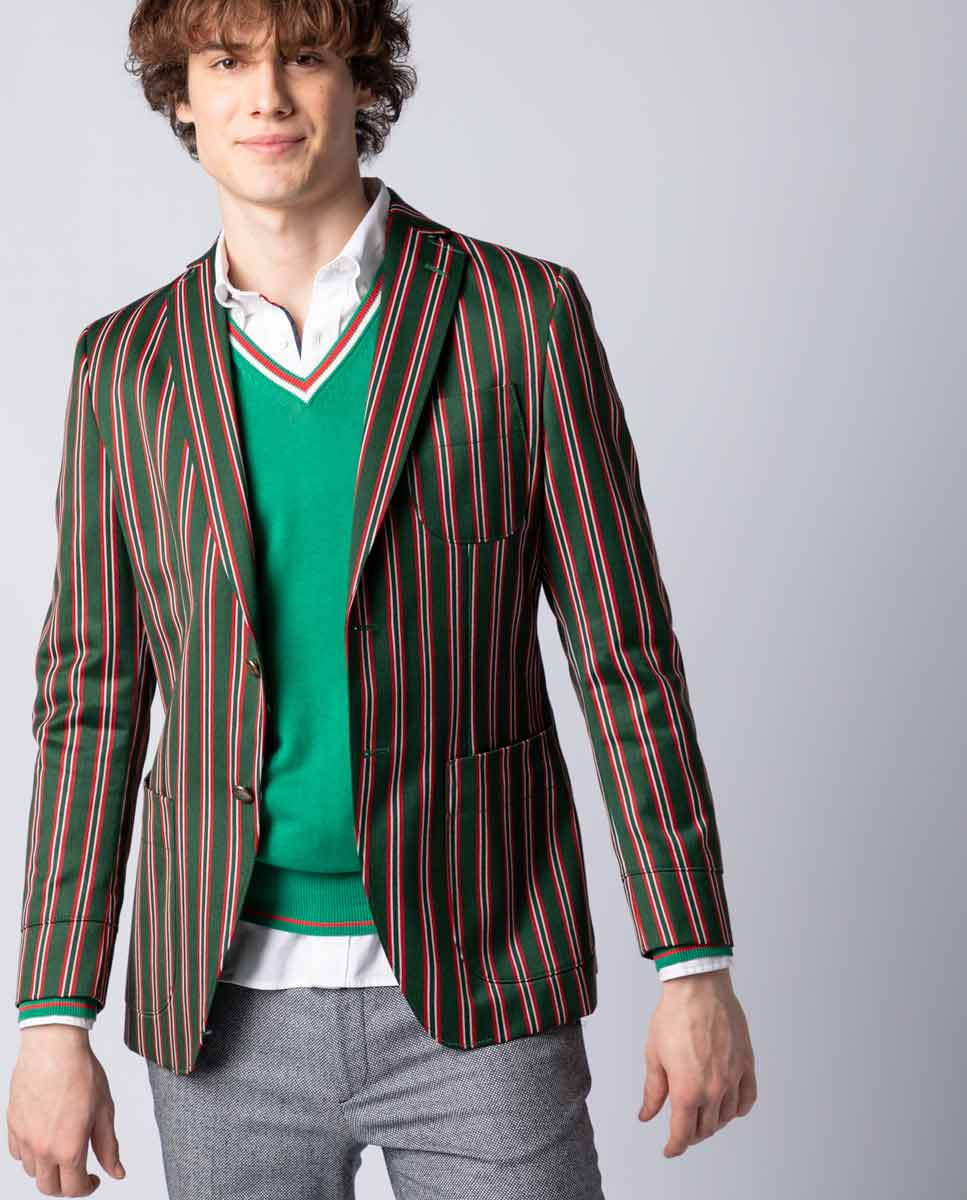 Green/Red Striped Blazer