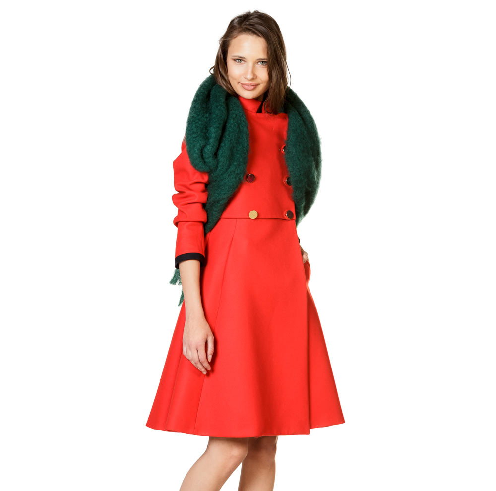 Abrigo Lady Cuello Chimenea Cruzado Rojo