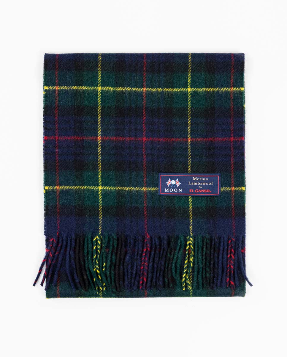 Green Tartan Check Wool Scarf