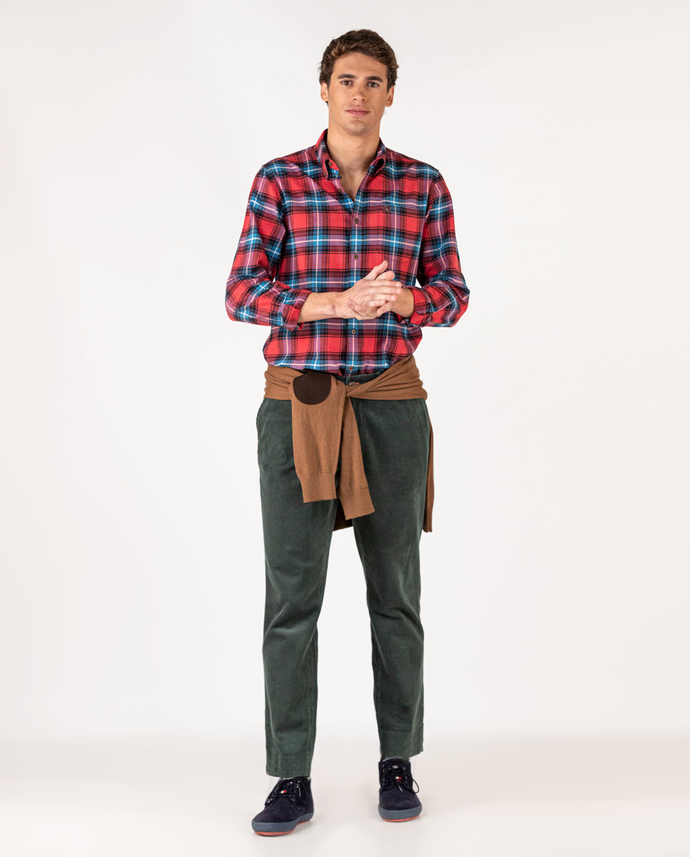 Teal corduroy trousers