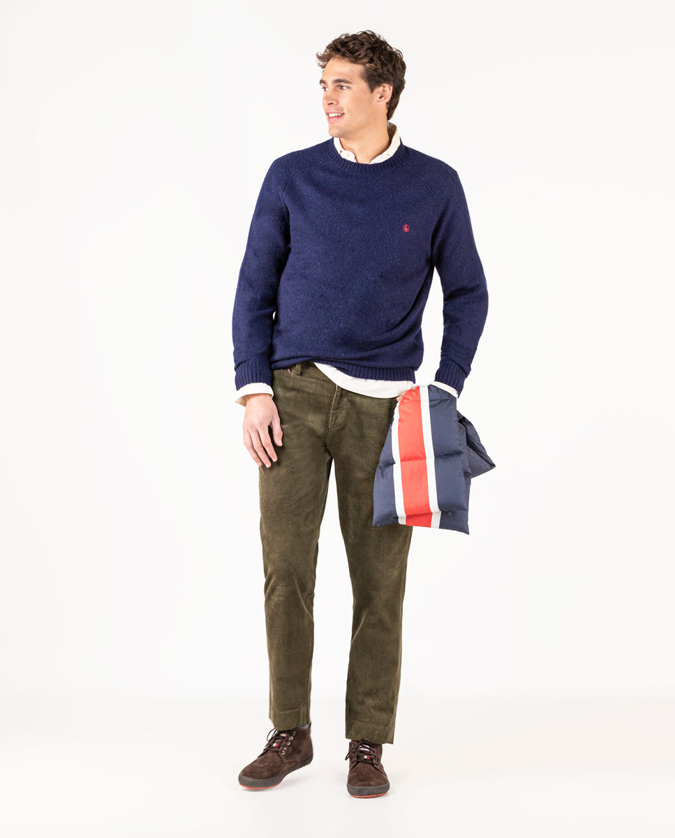 Green corduroy trousers