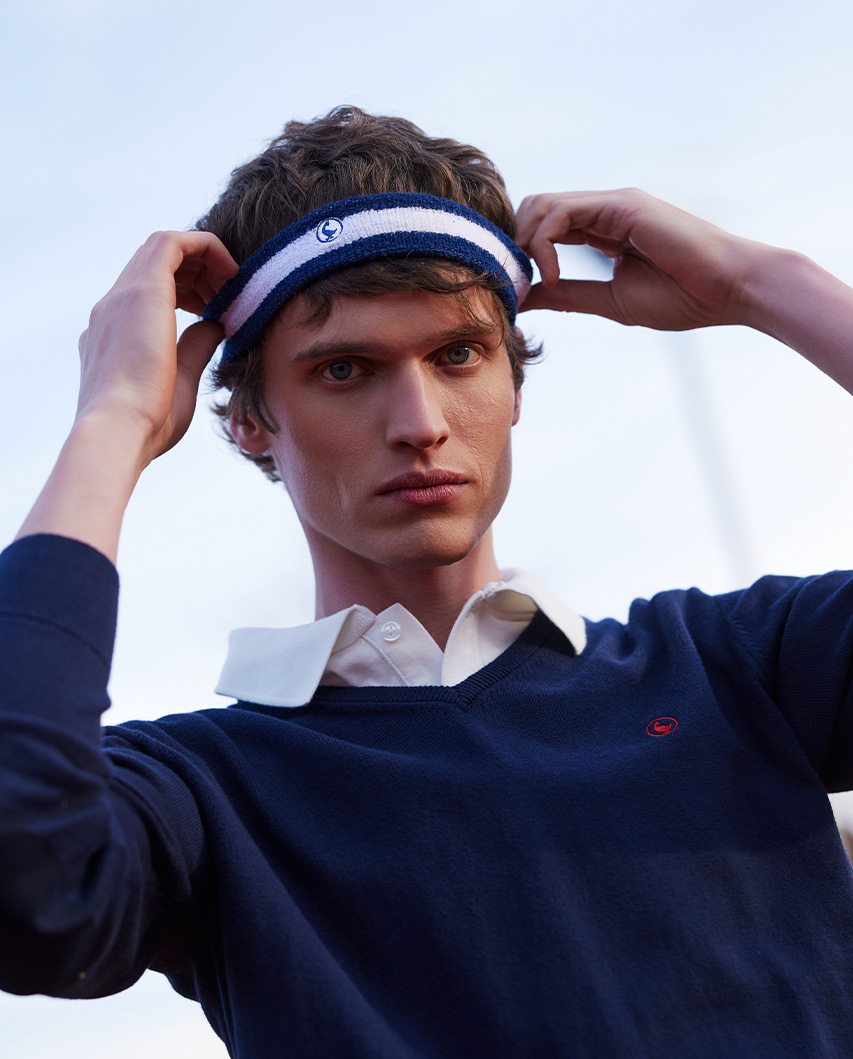 Navy Cream Elastic Sports Band