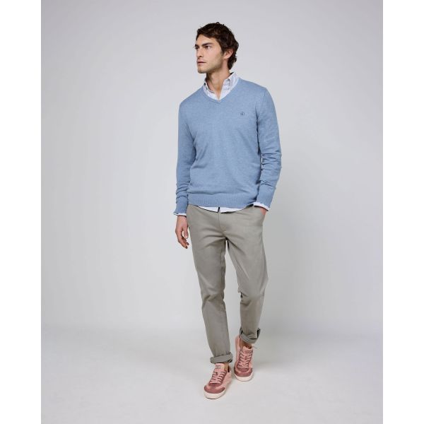 Jersey Cuello Pico Celeste