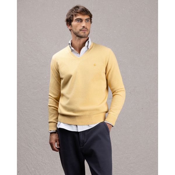 Yellow V-Neck Merino Sweater