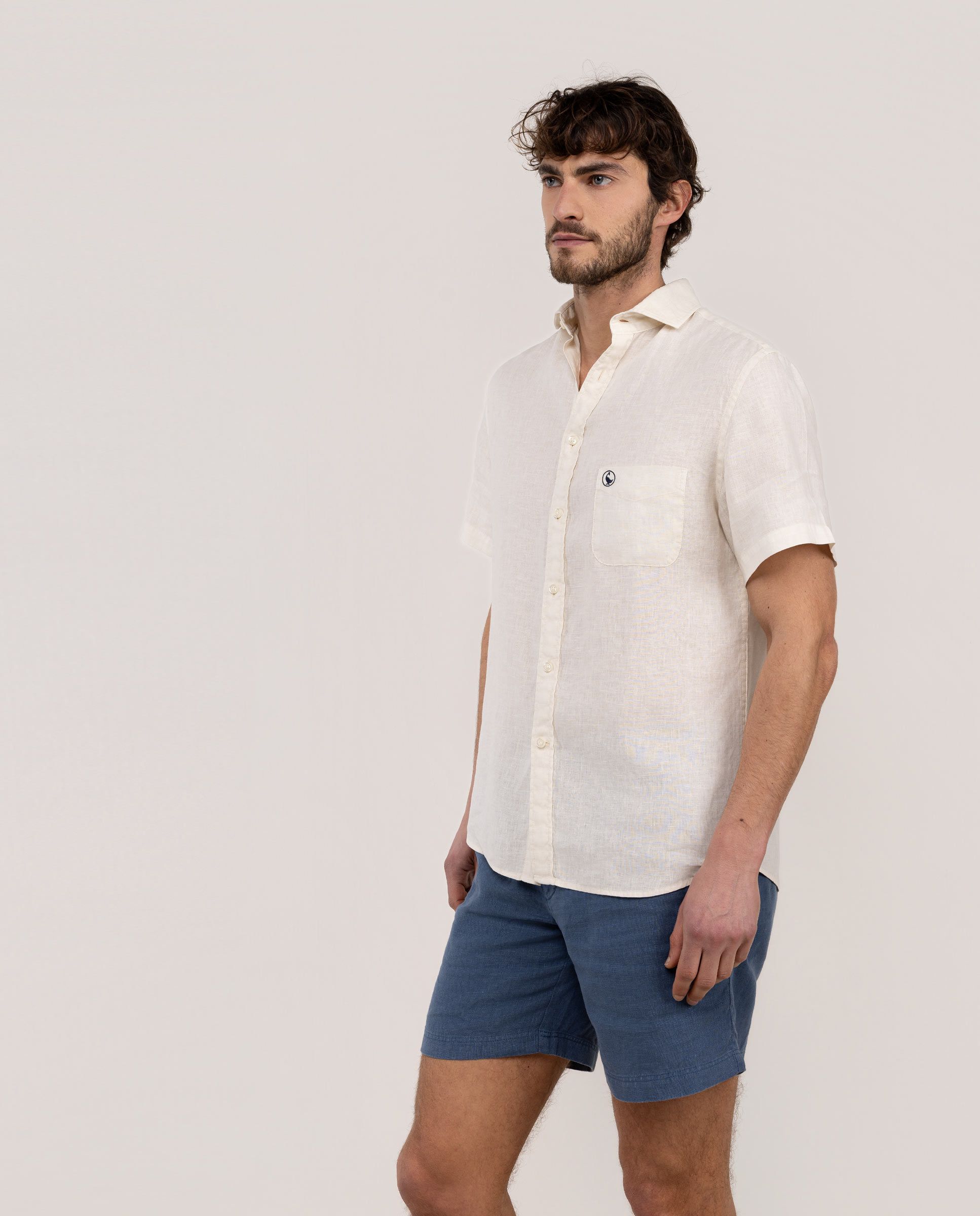 El Ganso® Camisa Lino Manga Corta Beige