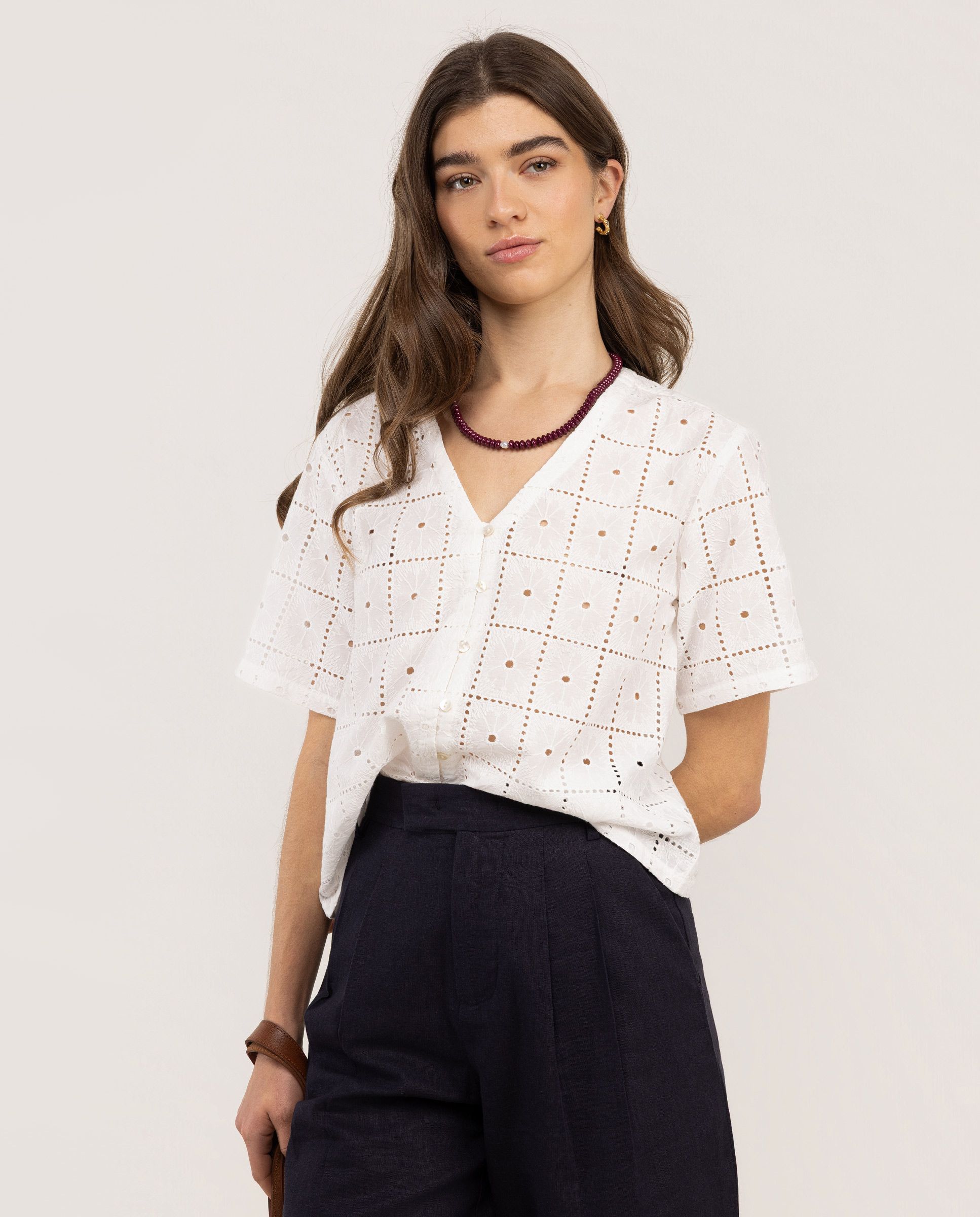 Lina R Blanco El Ganso® Camisa Lina Bordados Blanco