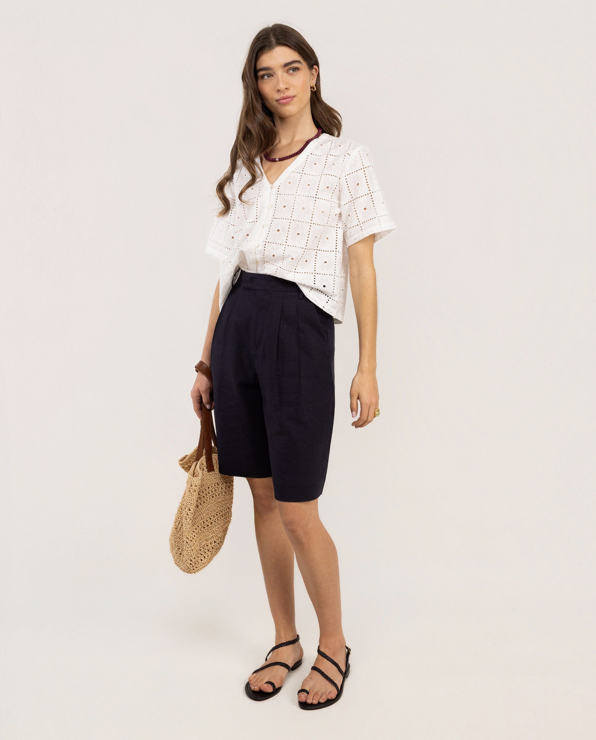 Lina R Blanco El Ganso® Camisa Lina Bordados Blanco