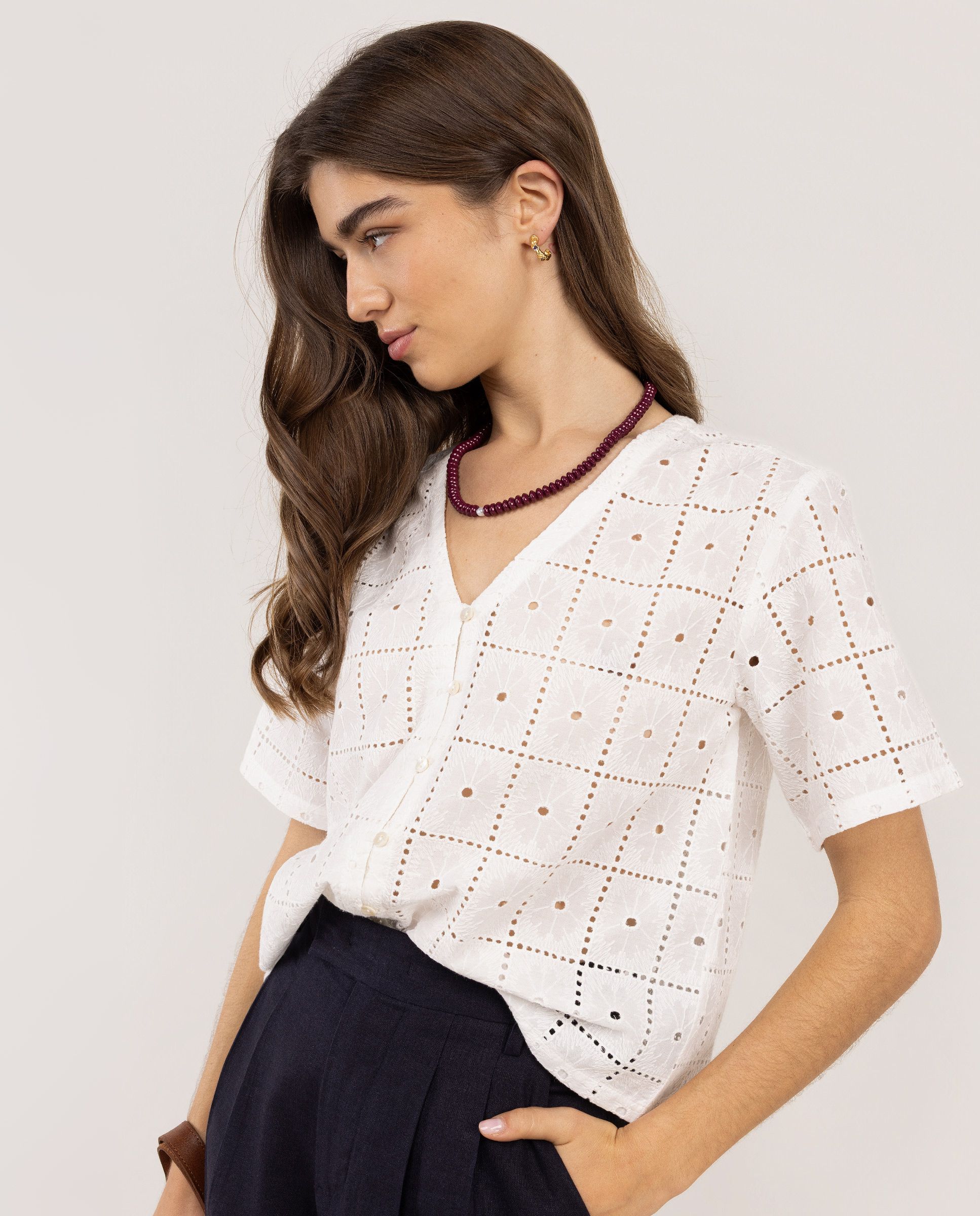 Lina R Blanco El Ganso® Camisa Lina Bordados Blanco