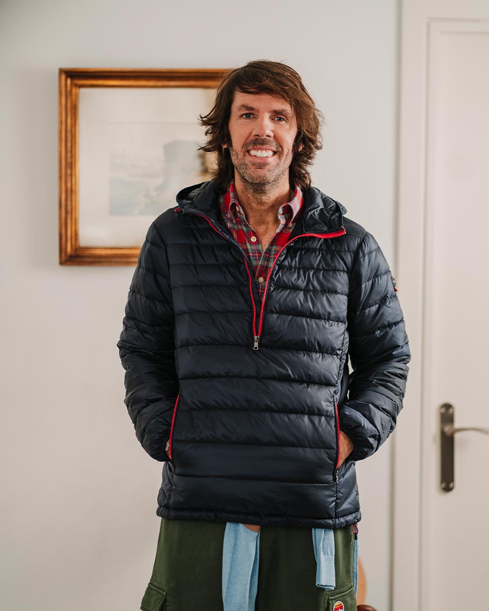 Navy Quilted Zip-Up Jacket with Hood