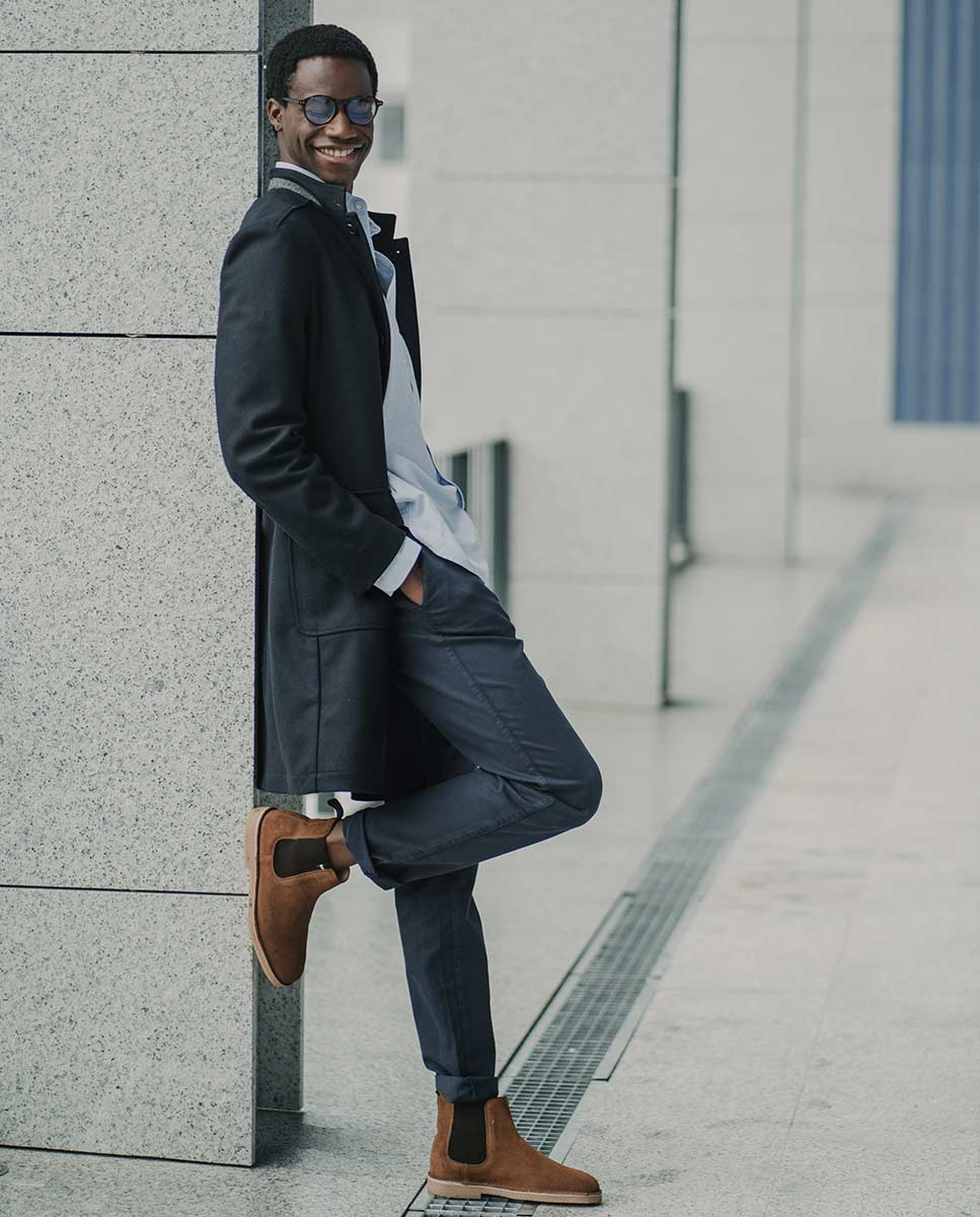Navy strip collar Coat