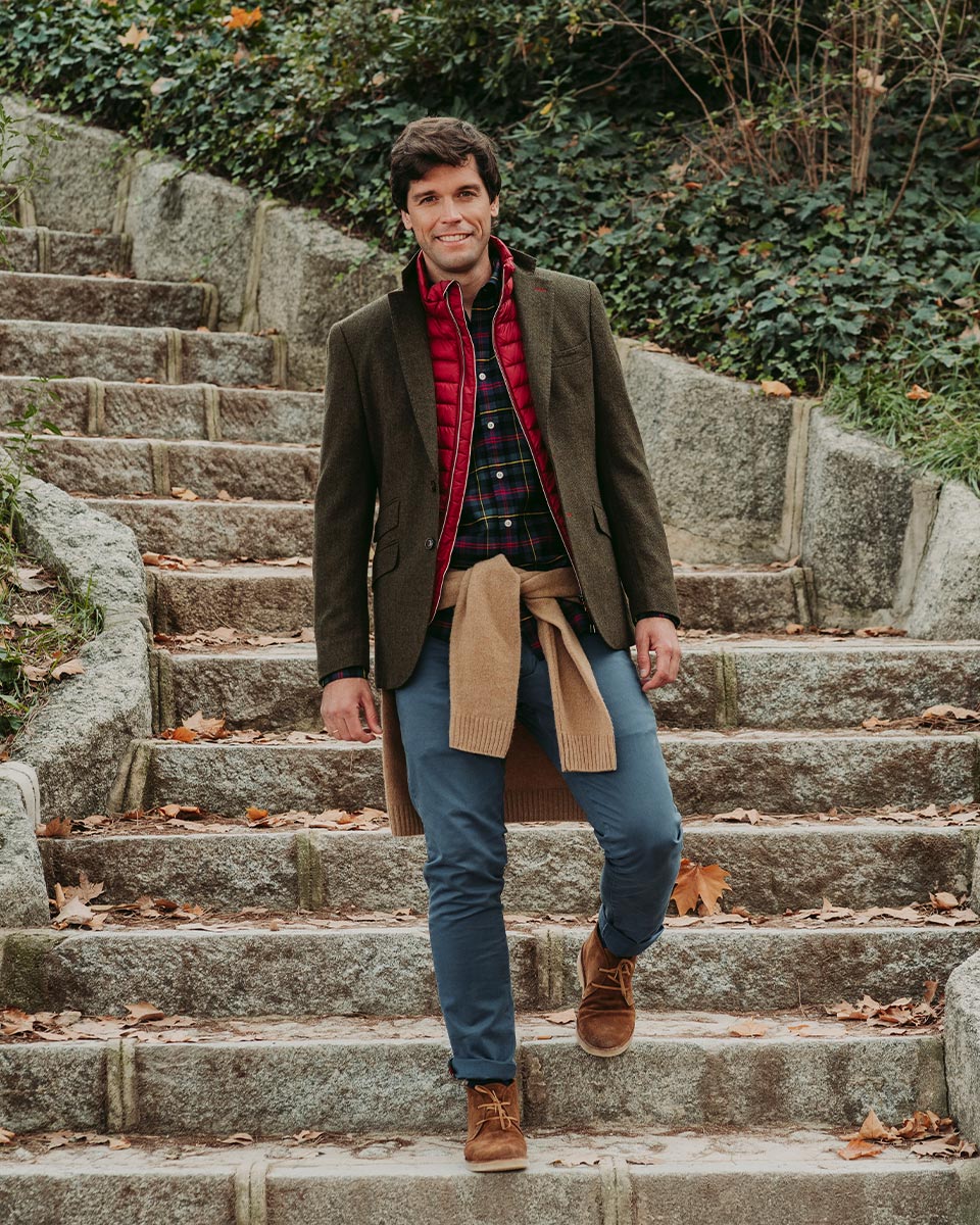 Green Wool Herringbone Blazer