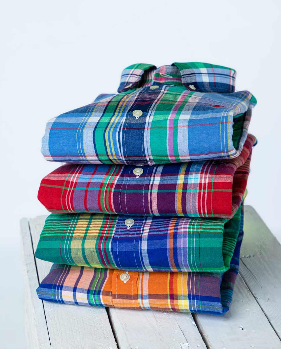 Blue Cotton Linen Tartan Shirt